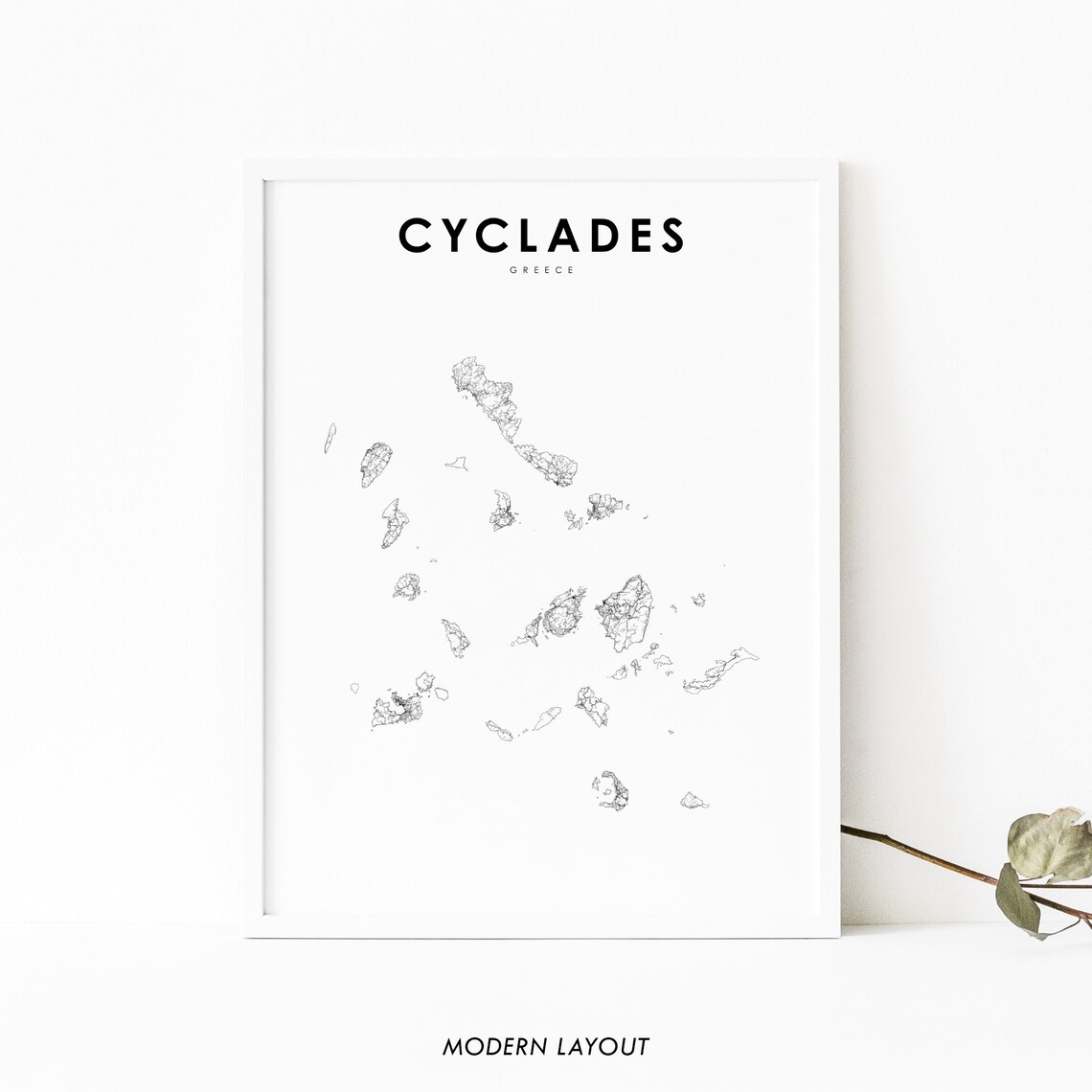 Cyclades Greece Map Art Print, Nursery Room Decor