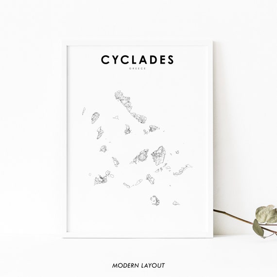 Cyclades Greece Map Art Print, Nursery Room Decor