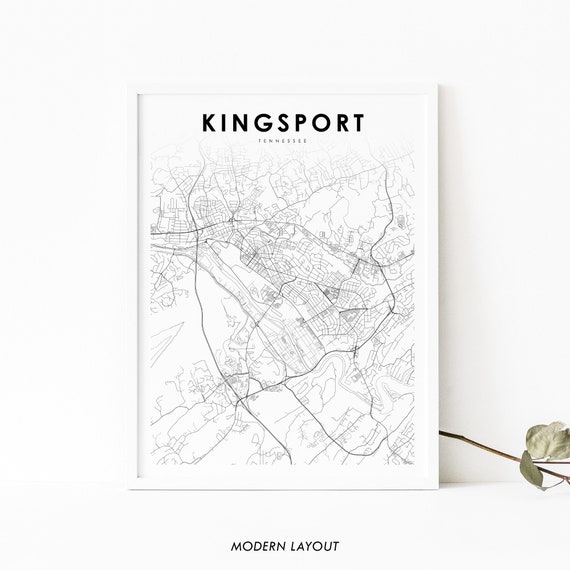 Kingsport TN Map Print, Tennessee Road Poster