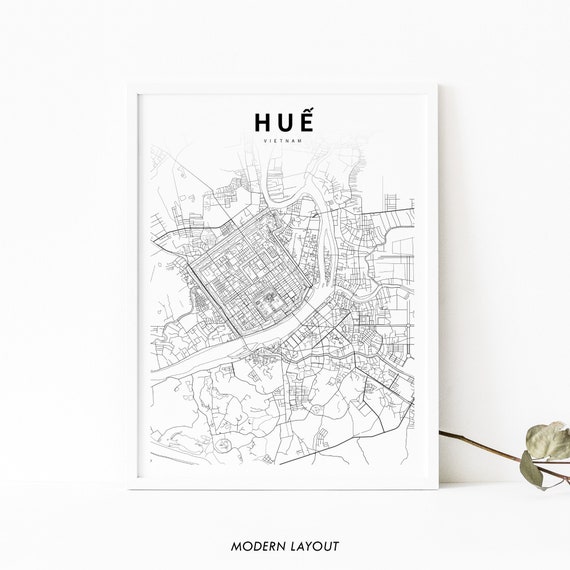 Hue Vietnam Map Print, Nursery Room Wall Decor