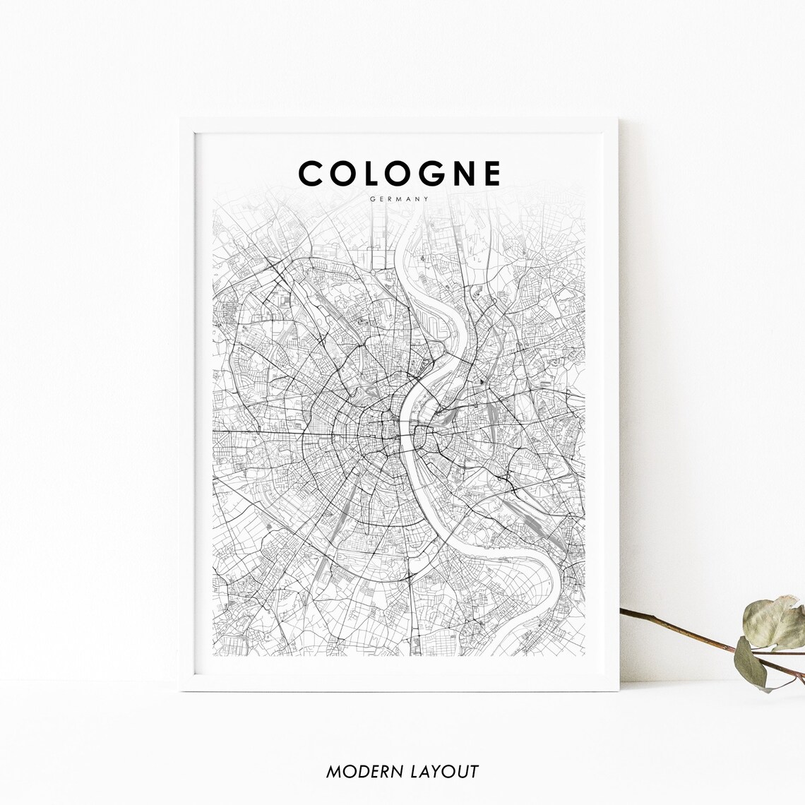 Cologne Area Germany Map Print, Nursery Room Decor