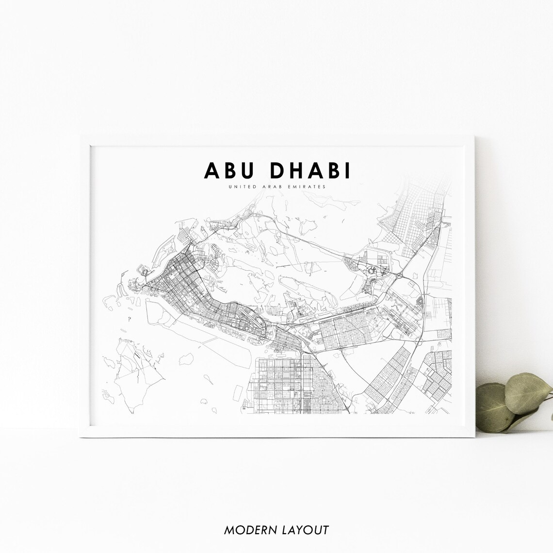 Abu Dhabi UAE Map Print, United Arab Emirates