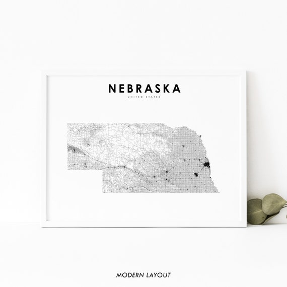 Nebraska Map Print, Nursery Room Wall Art Poster