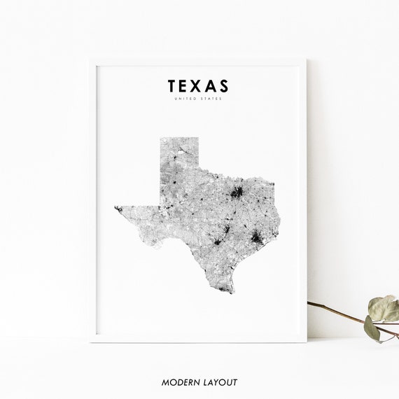 Texas Map Art Print, Nursery Room Decor