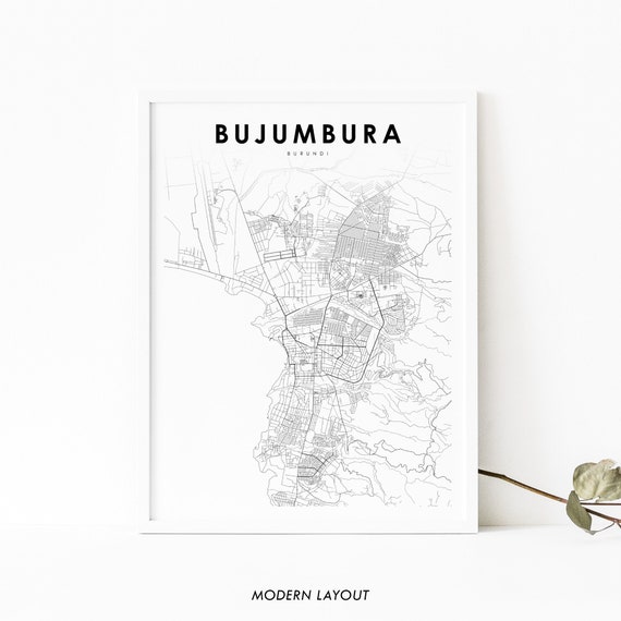 Bujumbura Burundi Map Poster, Africa City Art Print