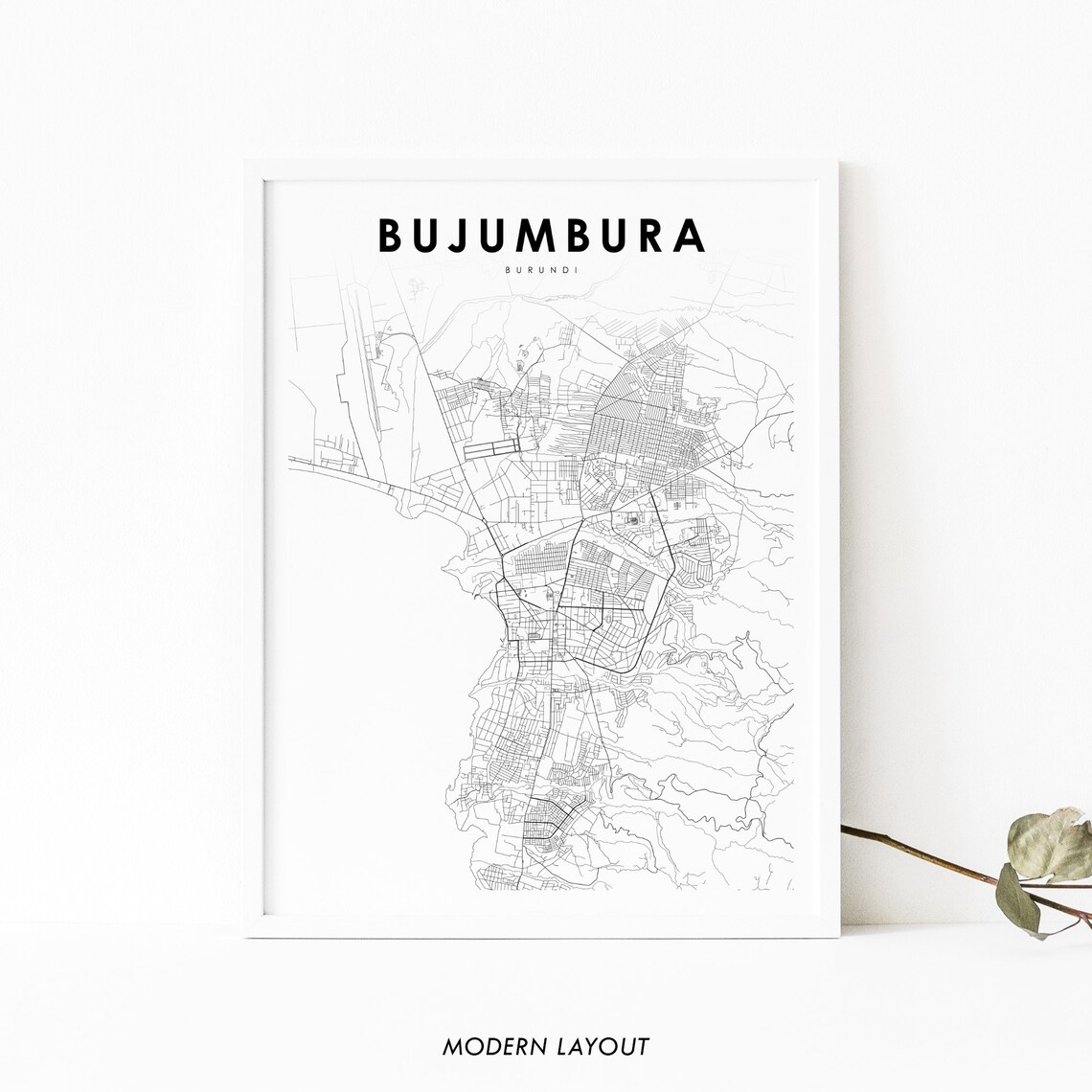 Bujumbura Burundi Map Poster, Africa City Art Print