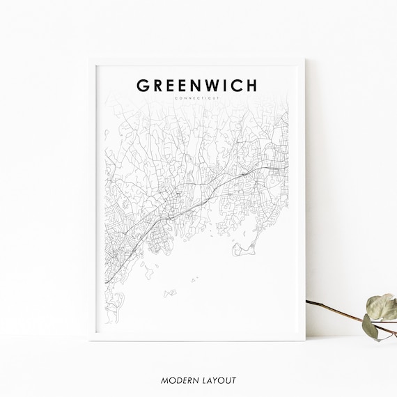 Greenwich Connecticut Minimalist Street Map Modern Layout Poster