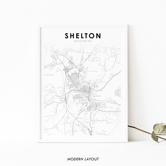 Shelton Washington City Street Map Minimalist Line Art Poster