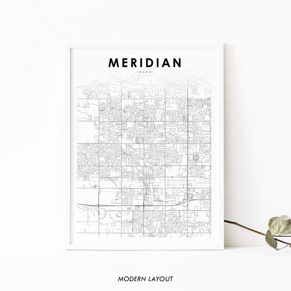 Meridian Id Map Print Idaho Usa Art Poster Ada County City Street Road Nursery Room Wall Office Decor