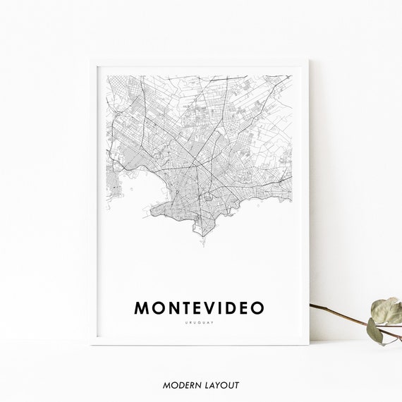 Montevideo Uruguay Map Print, City Street Travel Poster