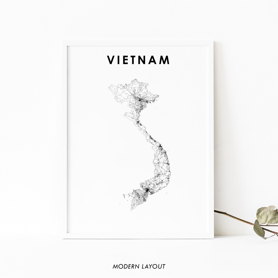 Vietnam Map Print, Nursery Room Office Decor