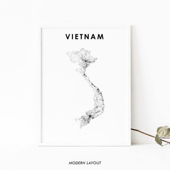 Vietnam Map Print, Nursery Room Office Decor