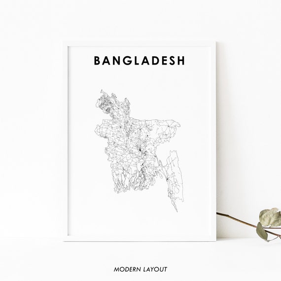 Bangladesh Map Print, Bengal Dhaka Nursery Art