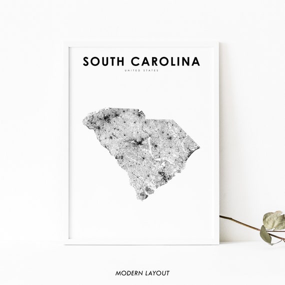 South Carolina Map Print, USA State Road Poster