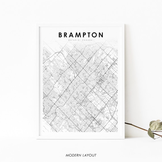 Brampton Ontario Canada Minimalist Modern City Street Map Poster