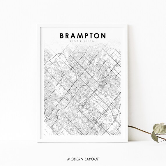 Brampton Ontario Map Print On Canada Art Poster City Street Road Nursery Room Wall Office Decor Toronto