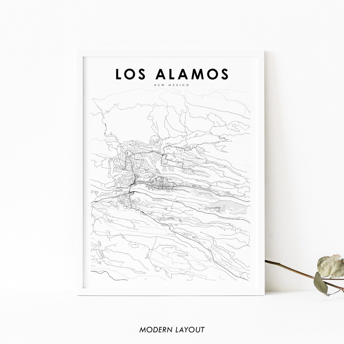 Los Alamos New Mexico Minimalist Black White City Map Art Poster