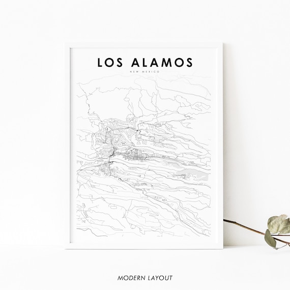 Los Alamos New Mexico Minimalist Black White City Map Art Poster