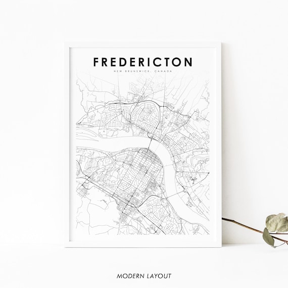 Fredericton New Brunswick Map Art Print, Canada