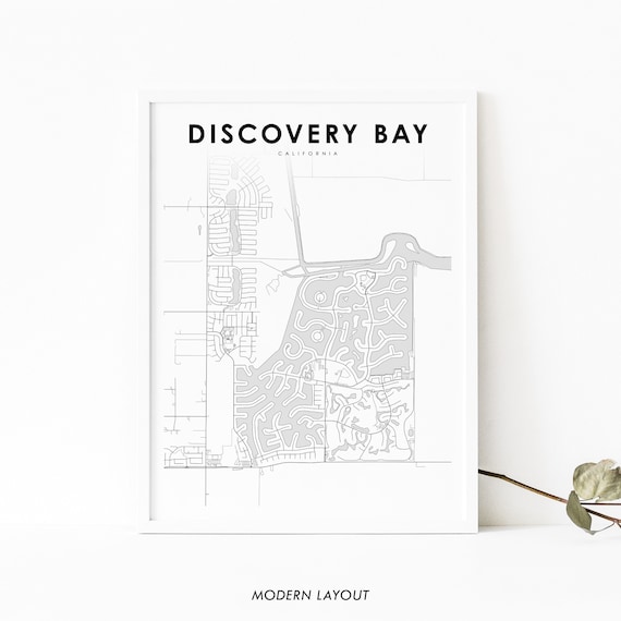 Discovery Bay California Minimalist Street Map Black And White Poster