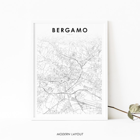 Bergamo Italy Map Print, Lombardy City Poster