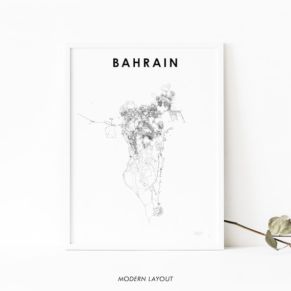 Bahrain Map Print Road Art Poster Mamlakat Albarayn Arab Manama Nursery Room Wall Office Decor