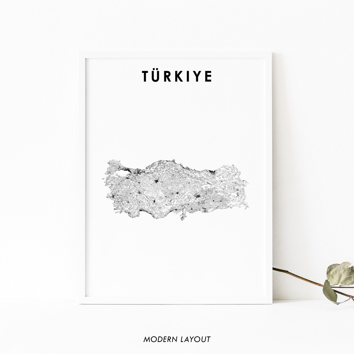 Turkey Map Print, Ankara Istanbul Country Road Poster