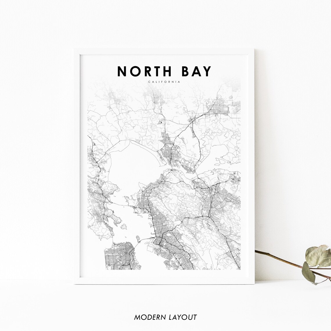 North Bay Map Print, Nursery Room Wall Decor