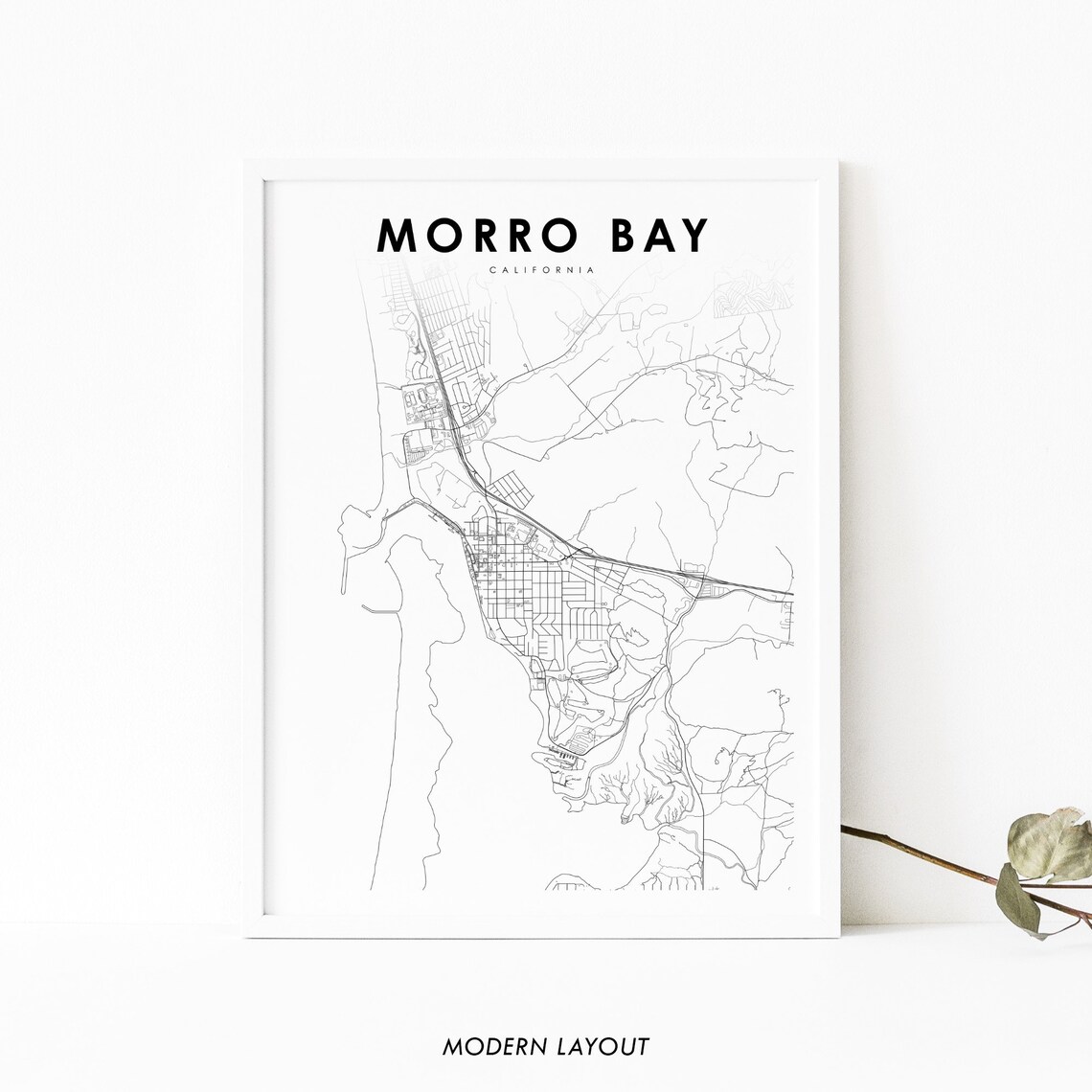 Morro Bay CA Map Print, Nursery Room Art Poster