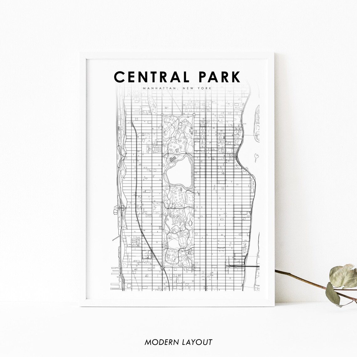 Central Park Manhattan NYC Map Art Print, New York