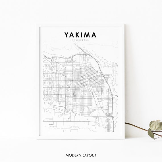 Yakima WA Map Print, Washington Street Map Poster