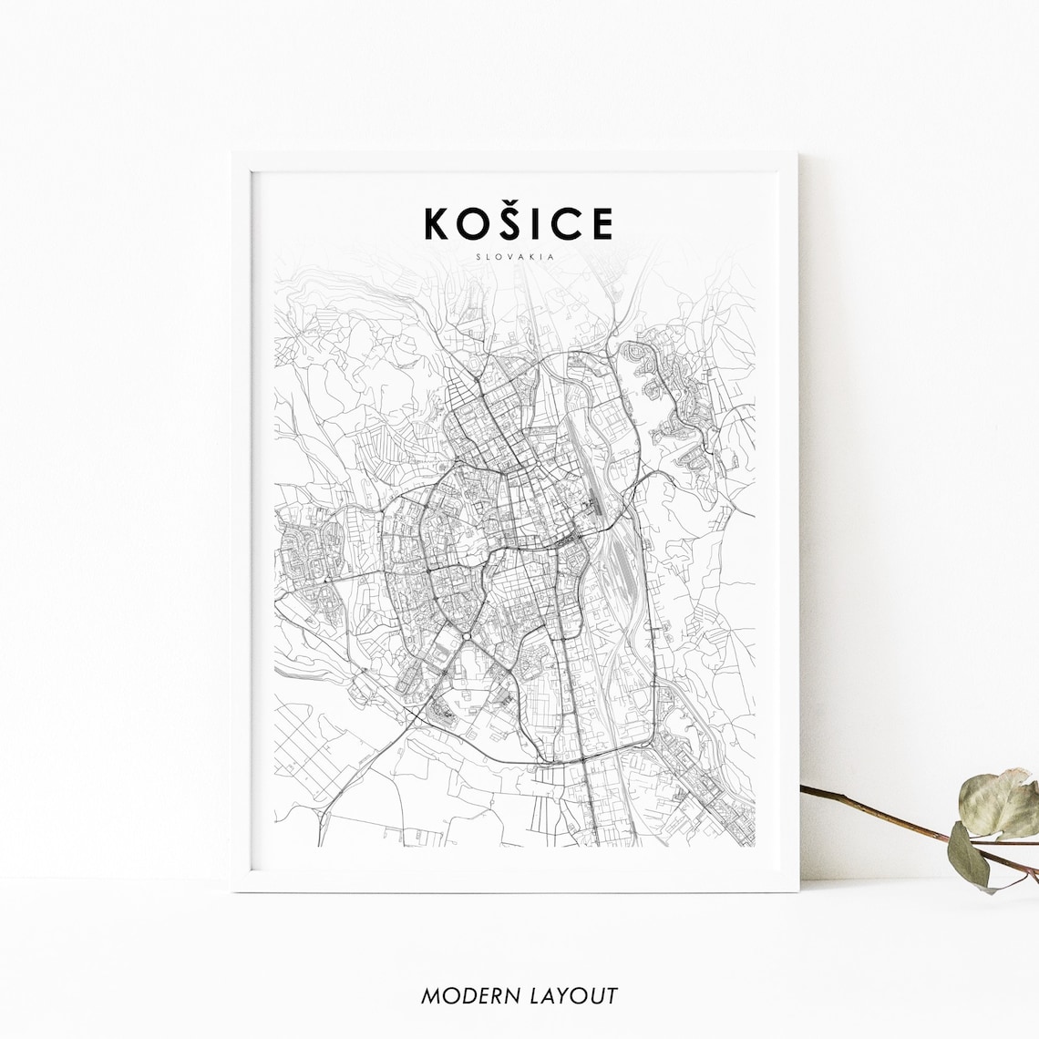 Kosice Slovakia Map Art Print, City Street Map