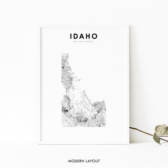 Idaho Map Print, State Road Art Poster