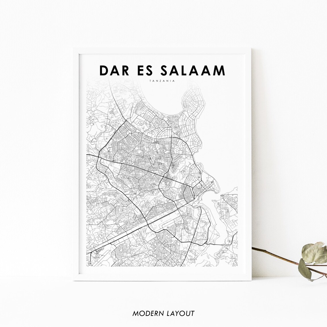 Dar Es Salaam Tanzania Map Print, Africa City Poster