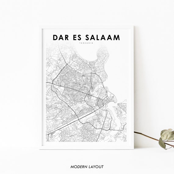 Dar Es Salaam Tanzania Map Print, Africa City Poster