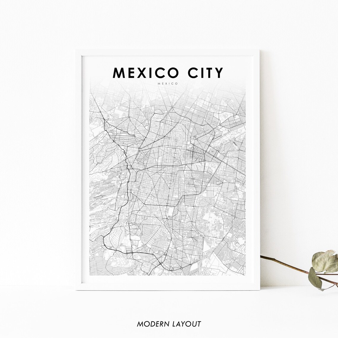 Mexico City Area Map Print Poster, Nursery Decor