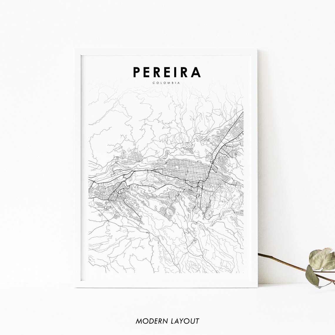 Pereira Colombia Map Poster, Risaralda Nursery Decor