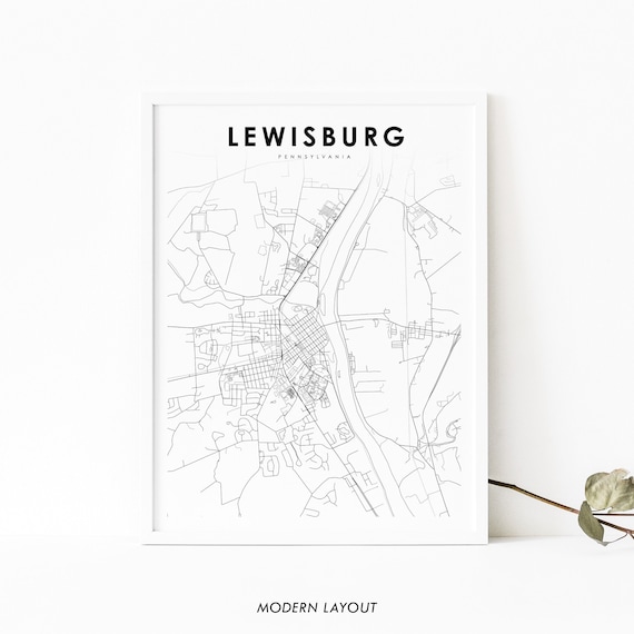 Lewisburg PA Map Print, Pennsylvania City Poster