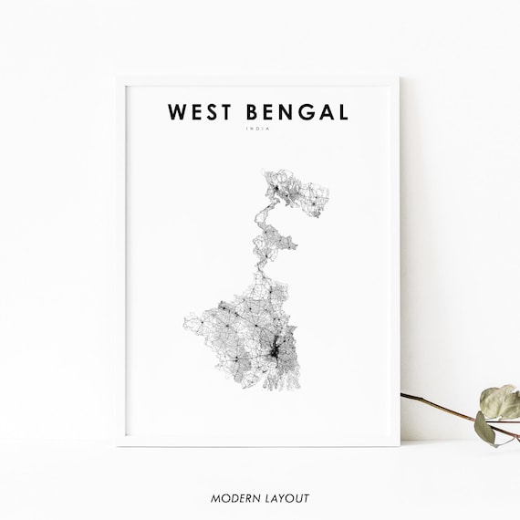 West Bengal India State Road Map Minimalist Modern Travel Poster