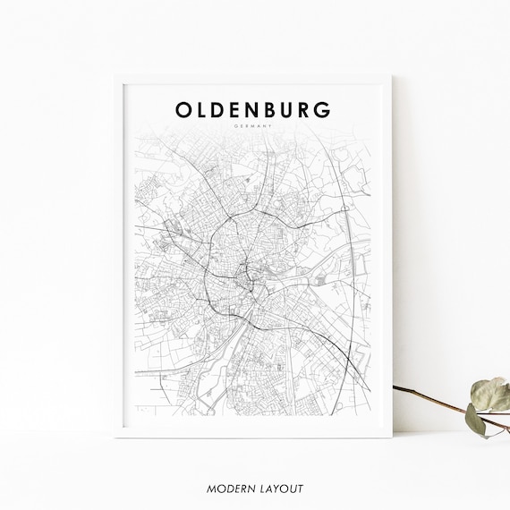 Oldenburg Germany Map Print Art Poster Oldb Lower Saxony City Street Road Nursery Room Wall Office Decor