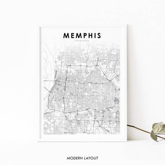 Memphis Area TN Map Print, Tennessee Travel Poster