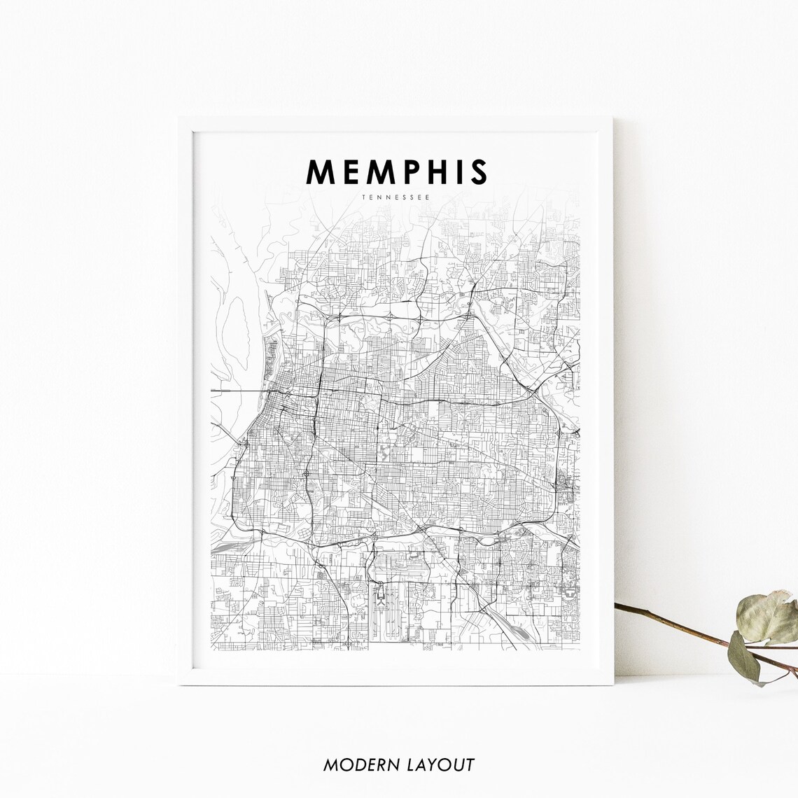 Memphis Area TN Map Print, Tennessee Travel Poster