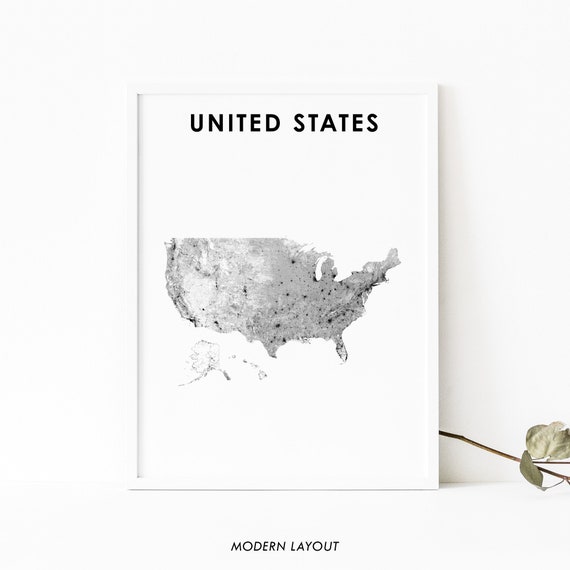 USA Map Print, Country Road Art Poster