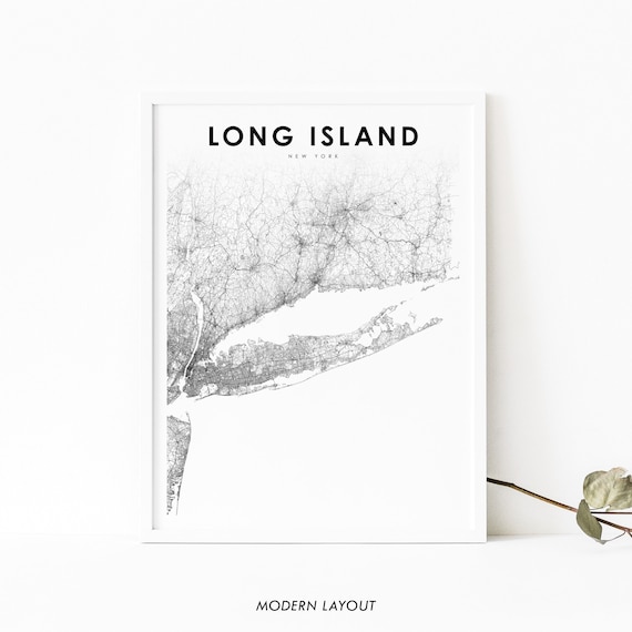 Long Island Ny Map Print New York Usa Art Poster Brooklyn City Street Road Nursery Room Wall Office Decor