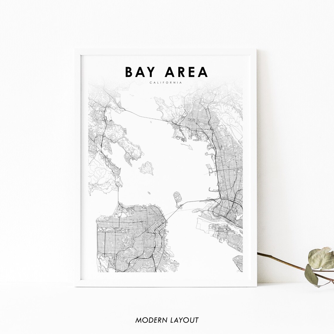 Bay Area Ca Map Print San Francisco Road Usa Art Poster Nursery Room Wall Office Decor