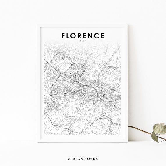 Florence Italy Map Print, Firenze Tuscany Poster