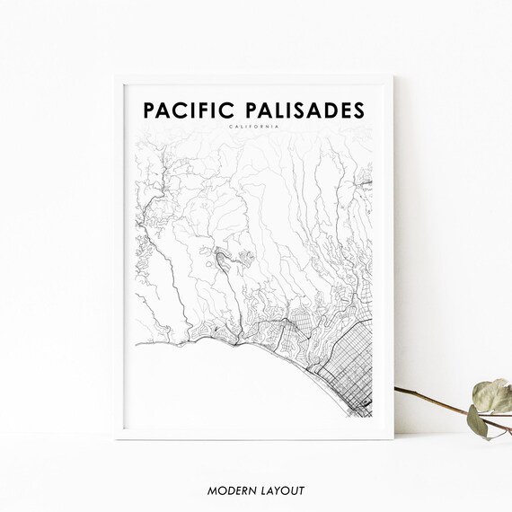 Pacific Palisades Ca Map Print Los Angeles Usa Art Poster City Street Road Nursery Room Office Wall Decor