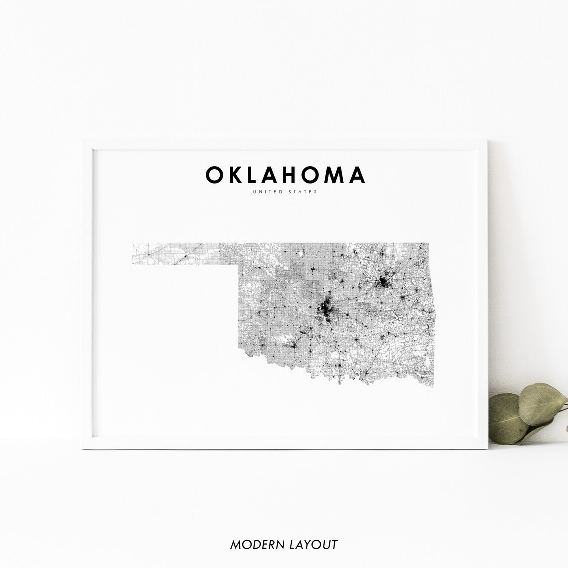 Oklahoma Map Art Print, Nursery Room Wall Decor