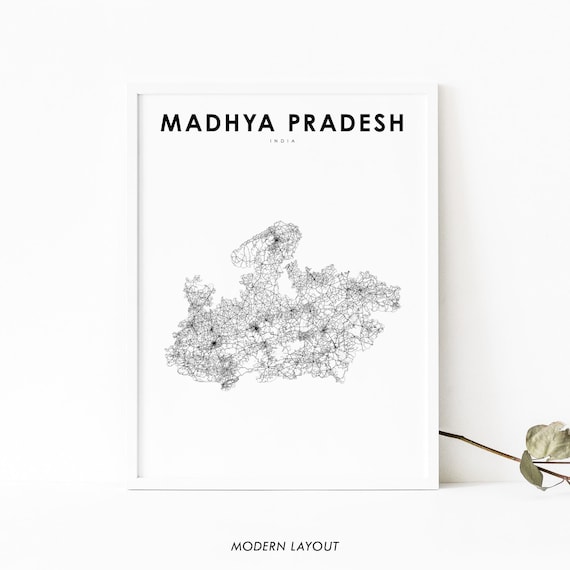 Madhya Pradesh India State Road Map Minimalist Travel Poster