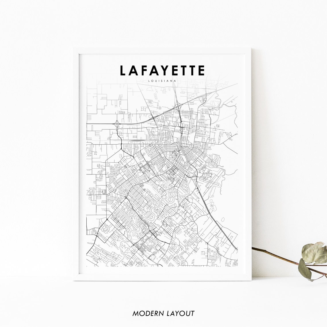 Lafayette Louisiana Minimalist Street Map Modern Layout Poster